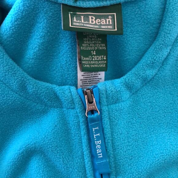 L.L. Bean Zip Up Snow Suit blue & green size 14 fleece lined - Picture 7 of 15